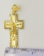 Load image into Gallery viewer, 10KT Cross pendant  Real Yellow Gold Diamond cut Bail 5mm  2.35 GRM
