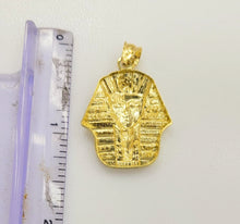 Load image into Gallery viewer, 10KT Egyptian pharaoh pendant  Real Yellow Gold Diamond cut Bail 4.5 mm 3.06 GRM
