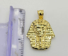 Load image into Gallery viewer, 10KT Egyptian pharaoh pendant  Real Yellow Gold Diamond cut Bail 4.5 mm 3.06 GRM
