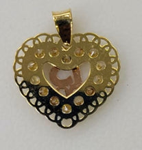 Load image into Gallery viewer, 10KT 15 Anos Heart Real Yellow Gold Pendant, Diamond Cut, 2 mm bail , 0.72 Grm
