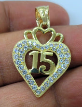 Load image into Gallery viewer, 10KT 15 Heart Real Yellow Gold Pendant, Diamond Cut, 5.5 mm bail , 3.61 Grm
