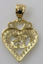 Load image into Gallery viewer, 10KT 15 Heart Real Yellow Gold Pendant, Diamond Cut, 5.5 mm bail , 3.61 Grm
