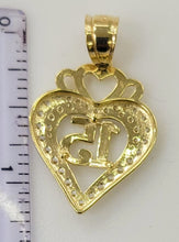 Load image into Gallery viewer, 10KT 15 Heart Real Yellow Gold Pendant, Diamond Cut, 5.5 mm bail , 3.61 Grm
