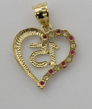 Load image into Gallery viewer, 10KT 15 Heart Real Tricolor Gold Pendant, Diamond Cut, 3.5 mm bail , 1.45 Grm
