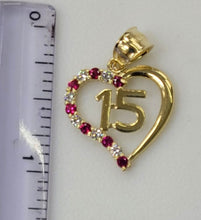 Load image into Gallery viewer, 10KT 15 Heart Real Tricolor Gold Pendant, Diamond Cut, 3.5 mm bail , 1.45 Grm
