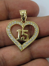 Load image into Gallery viewer, 10KT 15 Heart Real Yellow Gold Pendant, Diamond Cut, 3.5mm bail , 3.43 Grm
