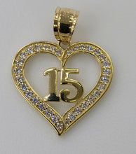 Load image into Gallery viewer, 10KT 15 Heart Real Yellow Gold Pendant, Diamond Cut, 3.5mm bail , 3.43 Grm
