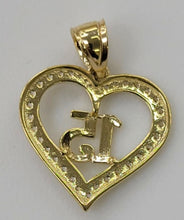 Load image into Gallery viewer, 10KT 15 Heart Real Yellow Gold Pendant, Diamond Cut, 3.5mm bail , 3.43 Grm
