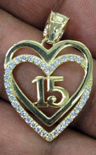 Load image into Gallery viewer, 10KT 15 Heart Real Yellow Gold Pendant, Diamond Cut, 5mm bail , 3.75 Grm
