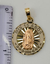 Load image into Gallery viewer, 10KT 15 Anos Virgin Mary Real Gold Pendant, Diamond Cut, 4.5 mm bail , 2.35 Grm
