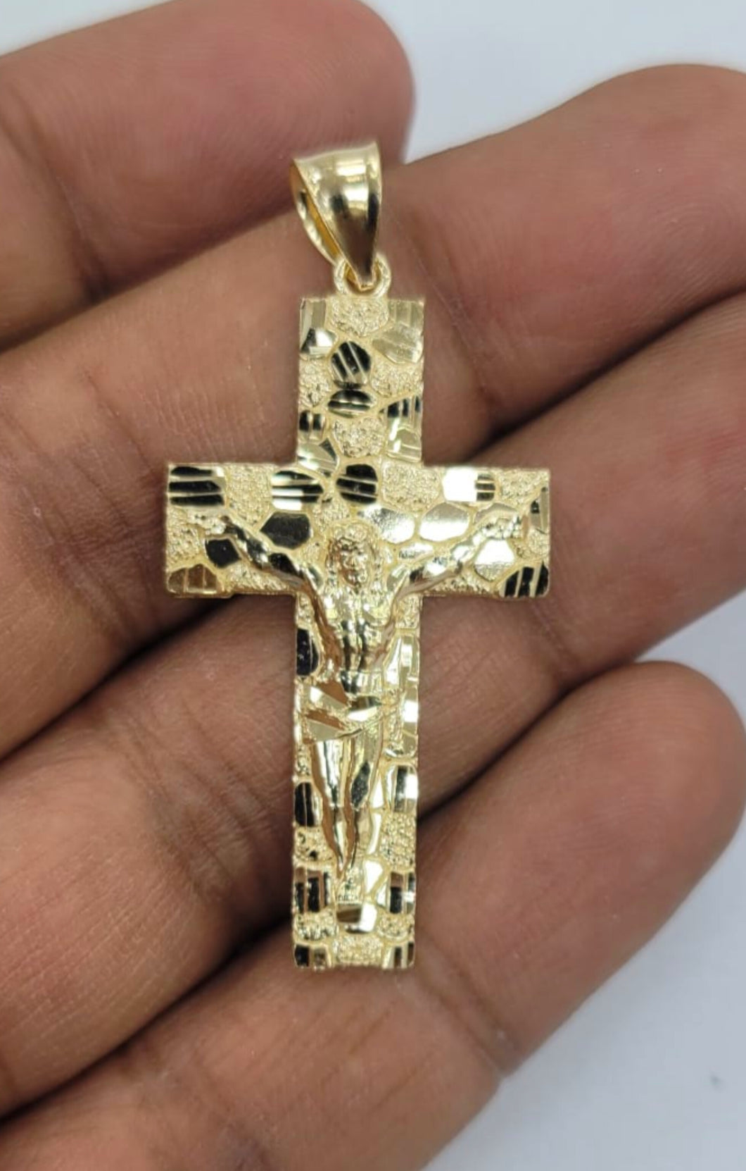 10KT Cross pendant  Real Yellow Gold Diamond cut Bail 5mm 3.20 GRM