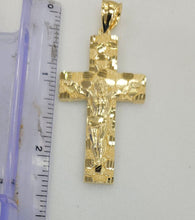 Load image into Gallery viewer, 10KT Cross pendant  Real Yellow Gold Diamond cut Bail 5mm 5.39 GRM
