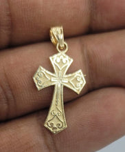 Load image into Gallery viewer, 10KT Cross pendant  Real Yellow Gold Diamond cut Bail 3.5mm 1.31 GRM
