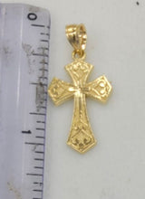 Load image into Gallery viewer, 10KT Cross pendant  Real Yellow Gold Diamond cut Bail 3.5mm 1.31 GRM
