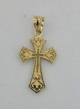 Load image into Gallery viewer, 10KT Cross pendant  Real Yellow Gold Diamond cut Bail 3.5mm 1.31 GRM
