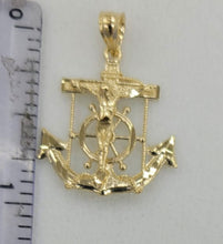 Load image into Gallery viewer, 10KT Anchor pendant Real Gold Diamond cut 3.5 mm Bail, 1.31 GRM
