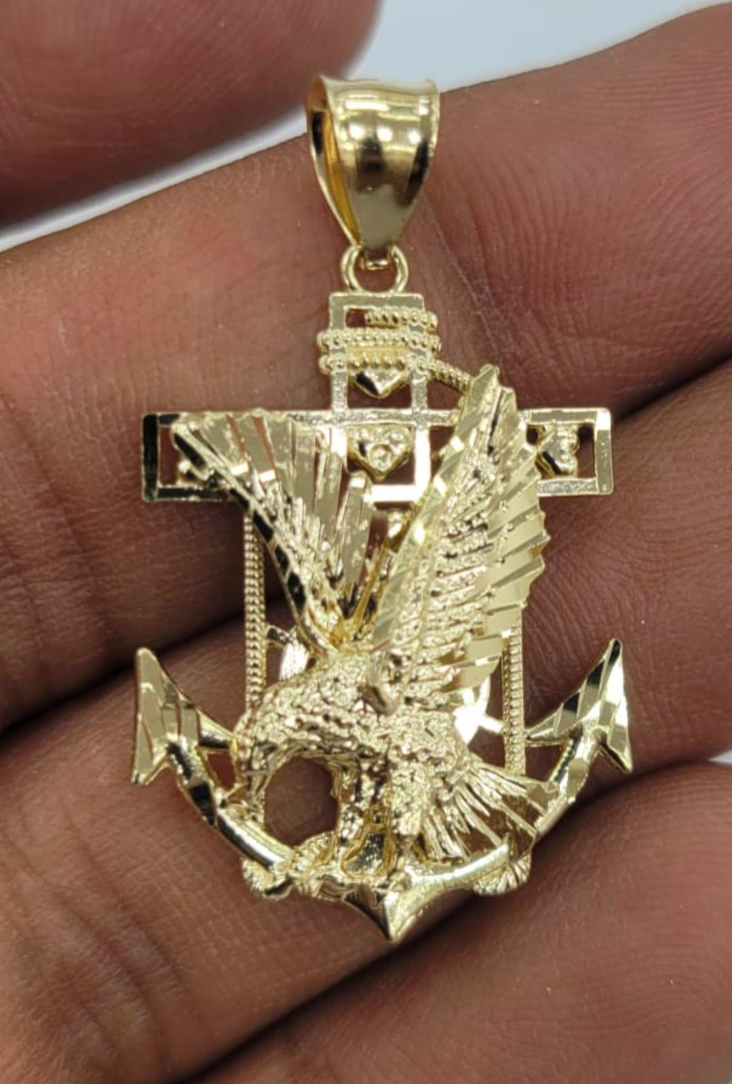 10KT Anchor pendant Real Gold Diamond cut 5mm Bail,  3.62 GRM