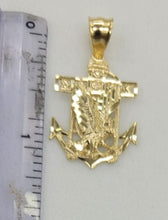 Load image into Gallery viewer, 10KT Anchor pendant Real Gold Diamond cut 3.5mm Bail, 2.27 GRM
