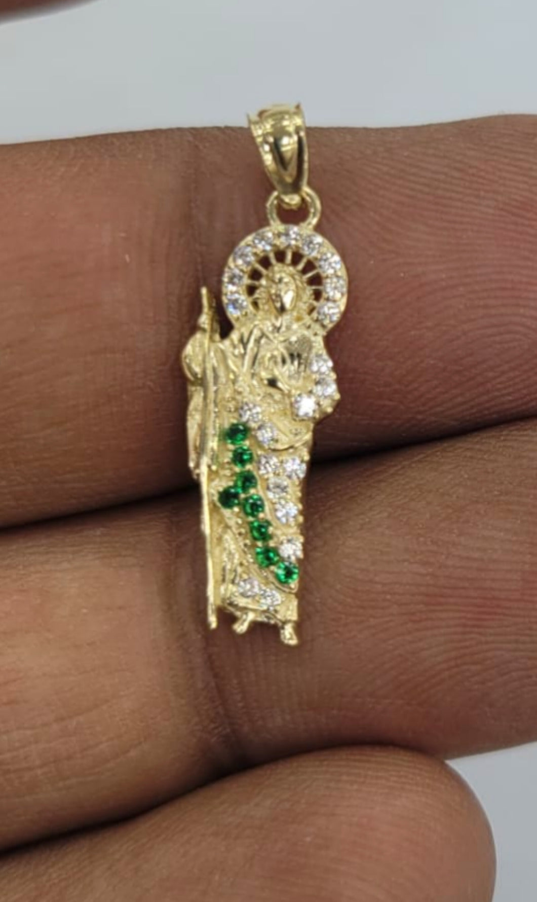 10KT  Saint JUDE  Real Tricolor Gold Pendant, Bail 3.5 mm 1.18 GRM