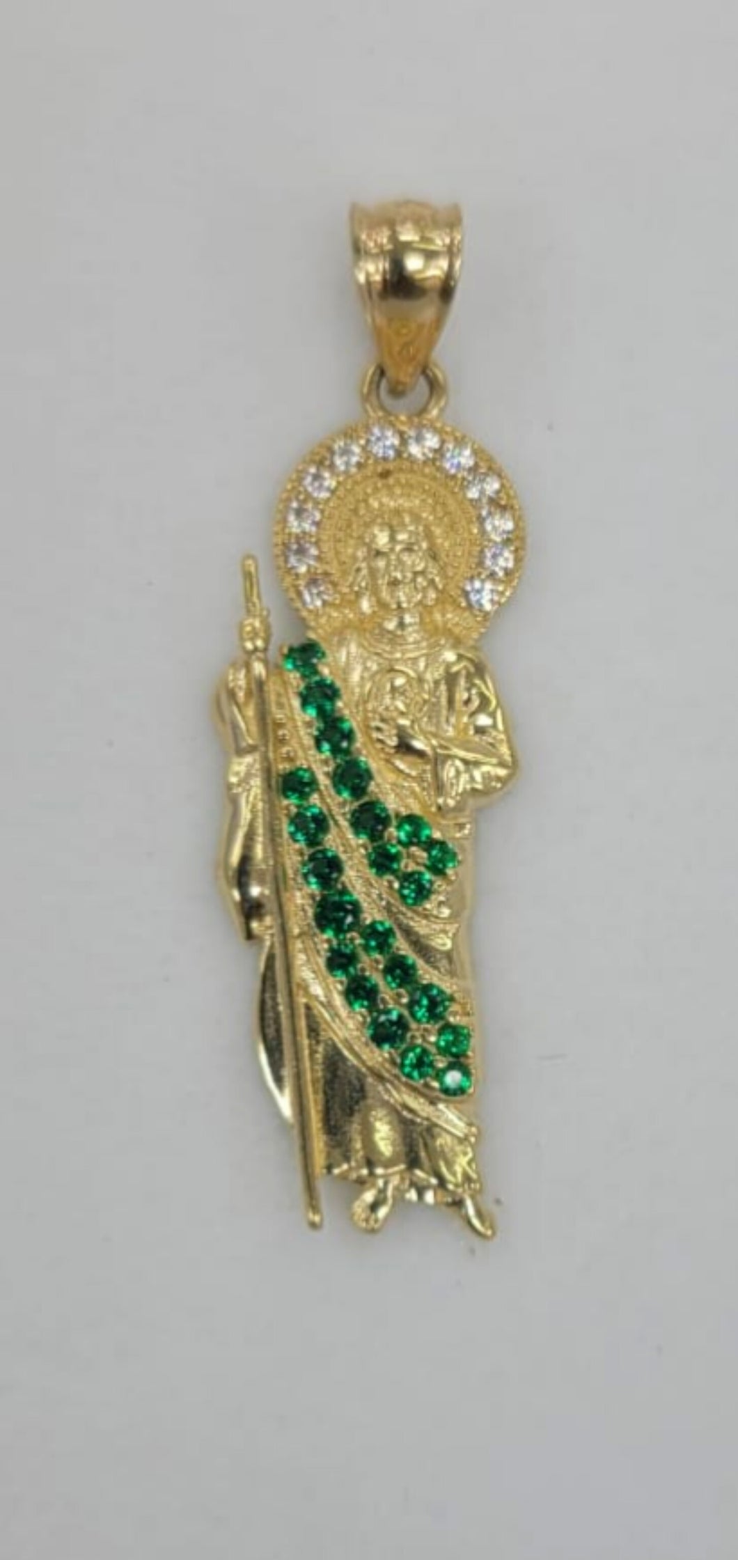 10KT  Saint JUDE  Real Tricolor Gold Pendant, Bail 5mm 2.46 GRM
