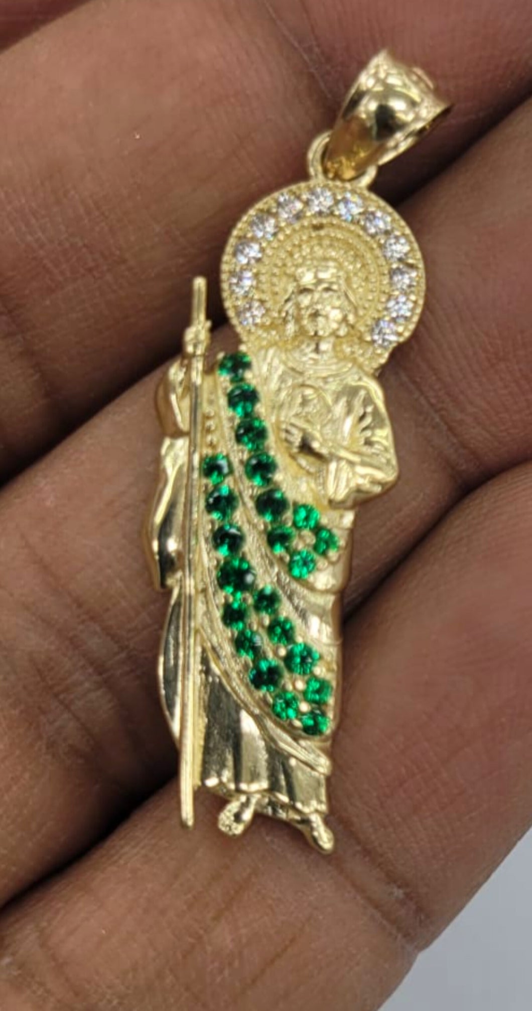 10KT  Saint JUDE  Real Tricolor Gold Pendant, Bail 5mm 3.62 GRM