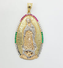 Load image into Gallery viewer, 14KT virgin mary pendant  Real Tricolor Gold Diamond cut Bail 7.0 mm 18.88 GRM
