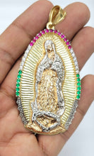 Load image into Gallery viewer, 14KT virgin mary pendant  Real Tricolor Gold Diamond cut Bail 7.0 mm 18.88 GRM
