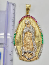 Load image into Gallery viewer, 14KT virgin mary pendant  Real Tricolor Gold Diamond cut Bail 7.0 mm 18.88 GRM
