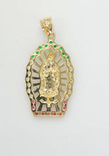 Load image into Gallery viewer, 14KT virgin mary pendant  Real Tricolor Gold Diamond cut Bail 5.0 mm 6.56 GRM
