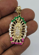 Load image into Gallery viewer, 14KT virgin mary pendant  Real Tricolor Gold Diamond cut Bail 5.0 mm 6.56 GRM
