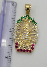 Load image into Gallery viewer, 14KT virgin mary pendant  Real Tricolor Gold Diamond cut Bail 5.0 mm 6.56 GRM
