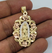 Load image into Gallery viewer, 14KT virgin mary pendant  Real Dual color Gold Diamond cut Bail 3.0 mm 3.30 GRM
