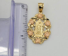 Load image into Gallery viewer, 14KT virgin mary pendant  Real Dual color Gold Diamond cut Bail 3.0 mm 3.30 GRM
