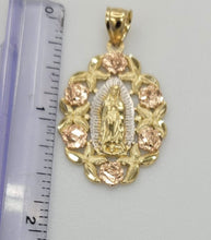 Load image into Gallery viewer, 14KT virgin mary pendant  Real Dual color Gold Diamond cut Bail 3.0 mm 4.30 GRM
