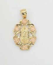 Load image into Gallery viewer, 14KT virgin mary pendant  Real Dual color Gold Diamond cut Bail 3.0 mm 4.30 GRM
