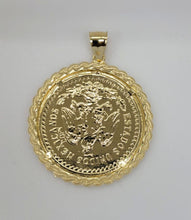 Load image into Gallery viewer, 14KT 50 pesos coin , mexican coin, Centanario  coin, Gold Diamond cut Bail 3.5 mm 18.42 GRM
