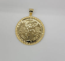 Load image into Gallery viewer, 14KT 50 pesos coin , mexican coin, Centanario  coin, Gold Diamond cut Bail 3.5 mm 18.42 GRM
