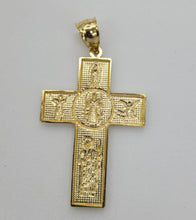 Load image into Gallery viewer, 14KT Cross pendant  Real Yellow Gold Diamond cut Bail 3.5mm 4.45 GRM
