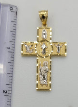 Load image into Gallery viewer, 14KT Cross pendant  Real Yellow Gold Diamond cut Bail 3.5mm 4.45 GRM
