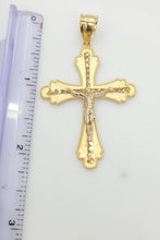 Load image into Gallery viewer, 14KT Cross pendant  Real Yellow Gold Diamond cut Bail 5mm 3.9 GRM
