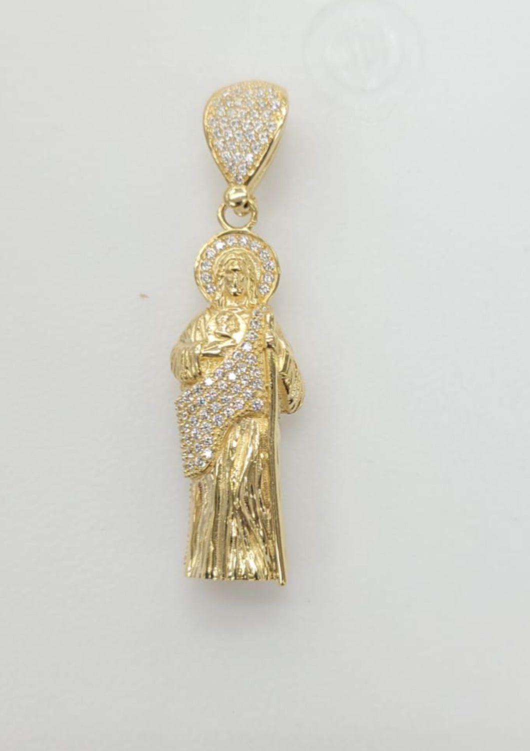 14KT  Saint JUDE  Real dual color Gold Pendant, Bail 5.5 mm 7.84 GRM