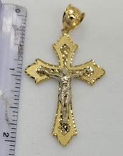 Load image into Gallery viewer, 10KT Cross pendant  Real Yellow Gold Diamond cut Bail 5mm 4.69 GRM
