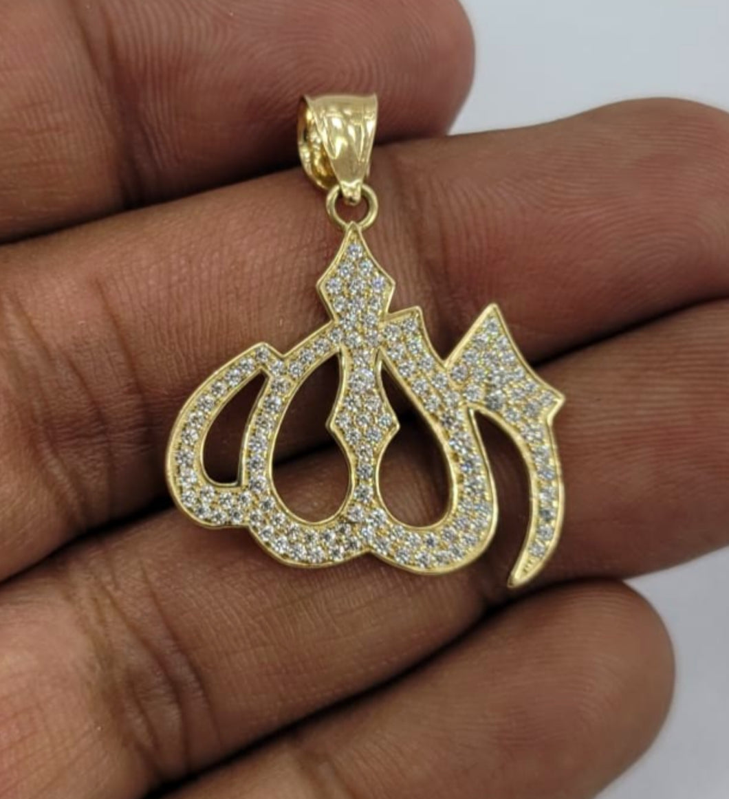 10KT Allah pendant  Real Yellow Gold Diamond cut Bail 5 mm 3.79 GRM