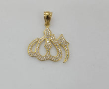 Load image into Gallery viewer, 10KT Allah pendant  Real Yellow Gold Diamond cut Bail 5 mm 3.79 GRM
