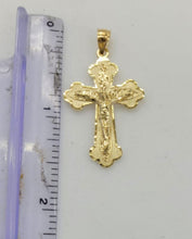 Load image into Gallery viewer, 10KT Cross pendant Real Yellow Gold Diamond cut Bail 5mm 2.62 GRM
