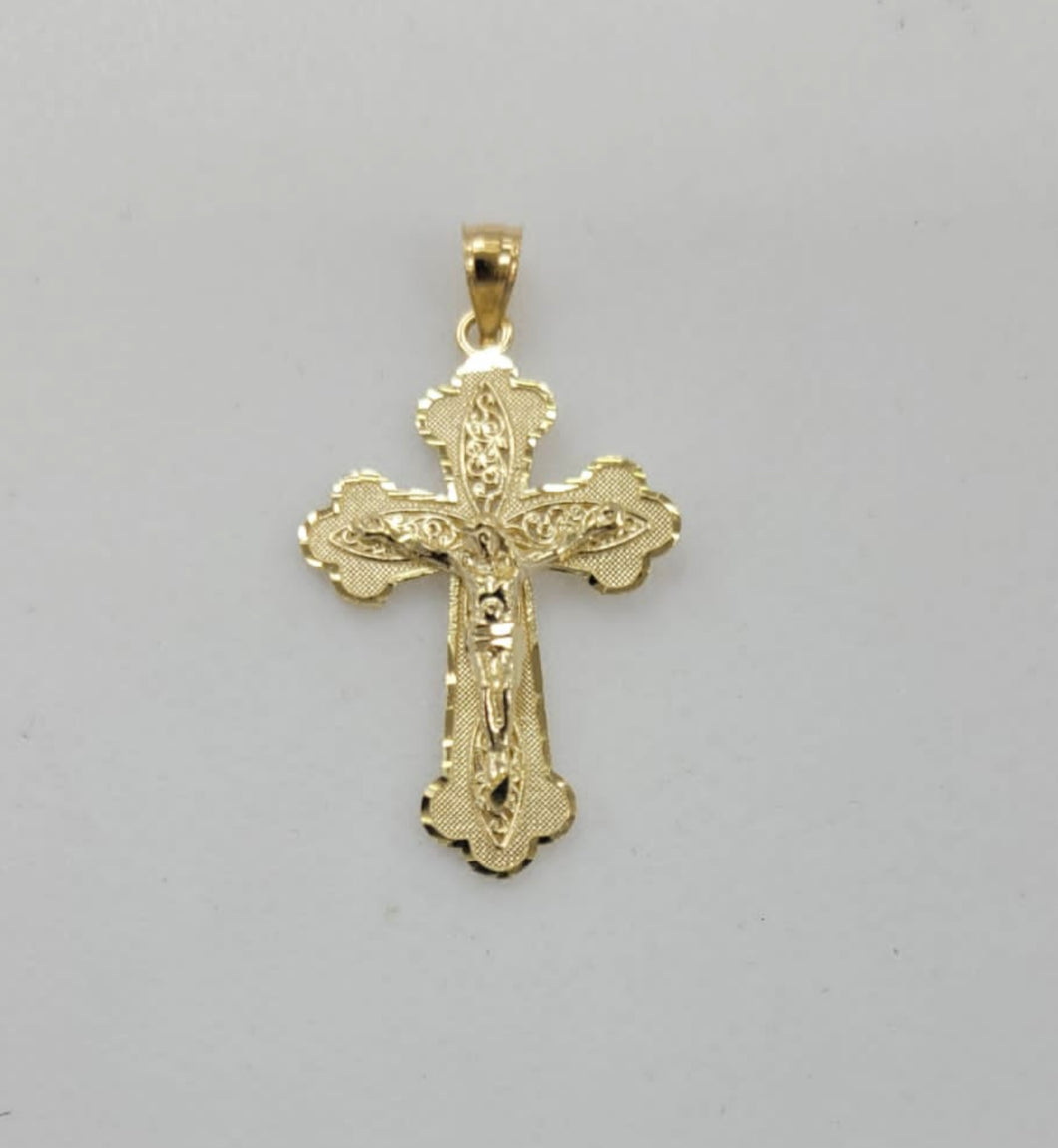 10KT Cross pendant Real Yellow Gold Diamond cut Bail 5mm 2.62 GRM