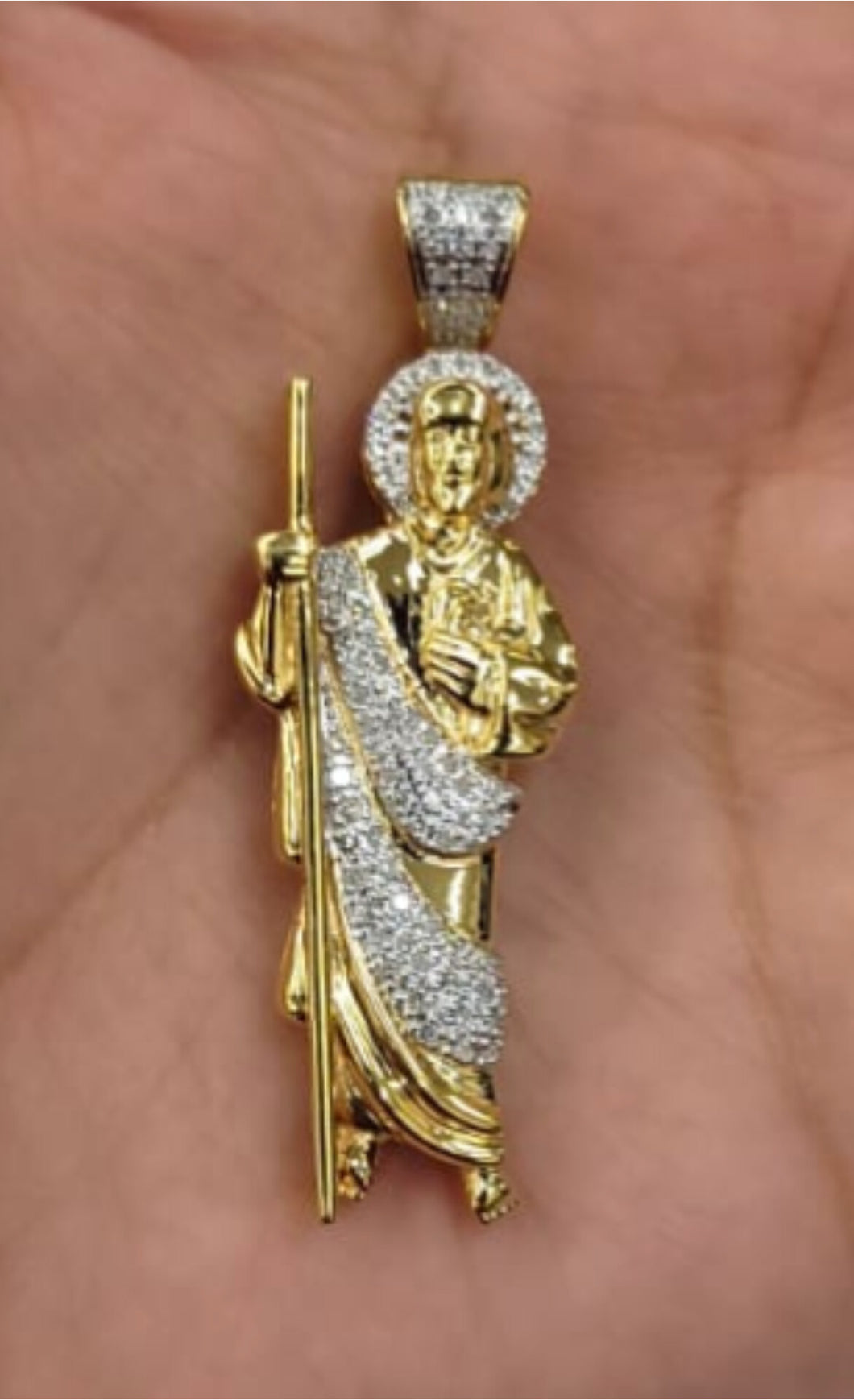 10kt Genuine Diamond  0.36 carat Saint Jude  Pendant,  4mm Bail, SI Diamond premium quality.