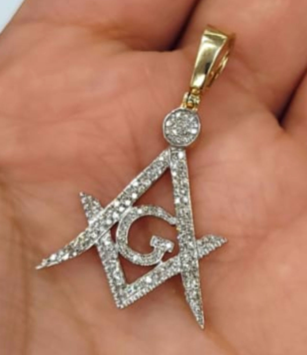 10kt Genuine Diamond 0.45 Carat Masonic , 5 mm Bail, SI Diamond premium quality.