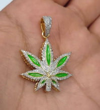 Load image into Gallery viewer, 10kt Genuine Diamond  0.45 carat Marijuana leaf Pendant, 4.5 mm Bail, SI Diamond premium quality.
