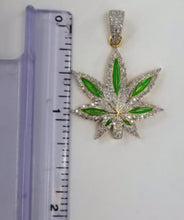 Load image into Gallery viewer, 10kt Genuine Diamond  0.45 carat Marijuana leaf Pendant, 4.5 mm Bail, SI Diamond premium quality.
